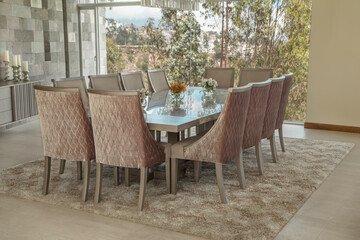 elegant dining room with chairs at home