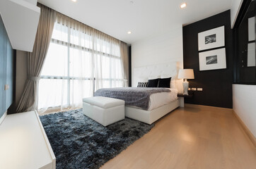Interior of cozy bedroom in modern design