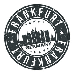 Frankfurt Germany Europe Stamp Logo Icon Symbol Design Skyline City.