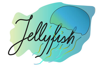 Colorful Lettering Jelyfish with gradient