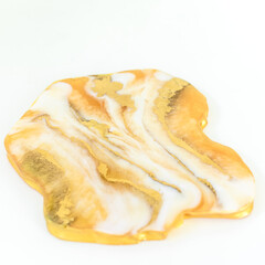 Resin art isolated white background. Flat lay, top view