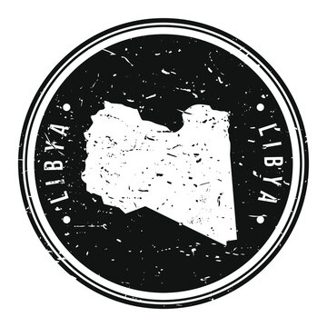 recommend clip art: Libya Africa. Map Symbol Round Design Stamp Travel and Business.