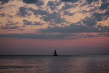 sailboat at sunset