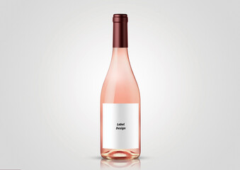 Bottle of rose wine with white background. Mock up for labels. - Powered by Adobe