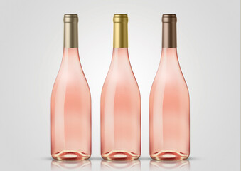 Bottle of rose wine with white background. Mock up for labels. - 361123667