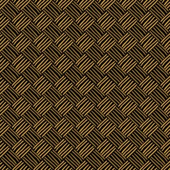 Vector seamless geometric pattern of hand-drawn diagonal gold stripes, lines on a dark background. For decor, textile, fabric, carpet, wallpaper, ceramic tiles, wrapping.