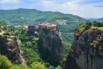 Varlaam Monastery, Greece, summer 2019. View of the Varlaam Monastery from the Great Meteora...