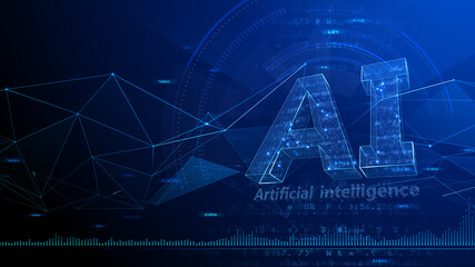 AI artificial intelligence digital network computer technology 3D illustration.