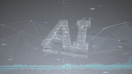 AI artificial intelligence digital network computer technology 3D illustration.