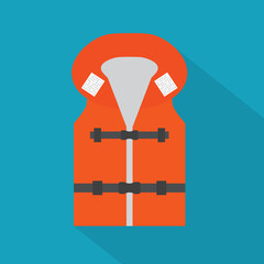 life jacket with reflective elements icon- vector illustration