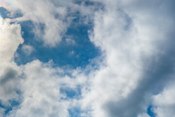 Fototapeta premium Blue sky background with clouds during moring sunrise.
