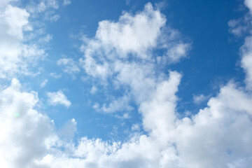 Blue sky background with clouds during moring sunrise.