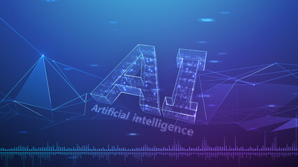 AI artificial intelligence digital network computer technology 3D illustration.