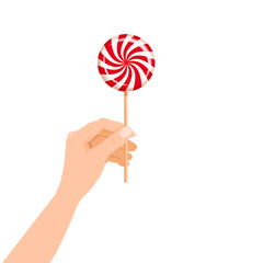 Hand hold candy Lollipop striped dessert sweetness