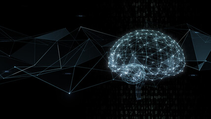 AI artificial intelligence digital network computer technology 3D illustration.