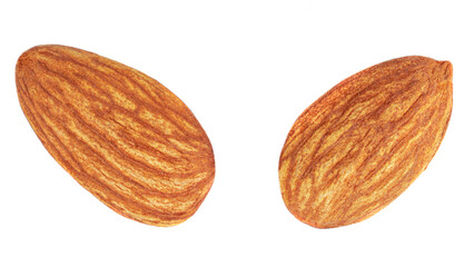 Almond Nuts. Closeup of almonds isolated on the white background. Flat lay