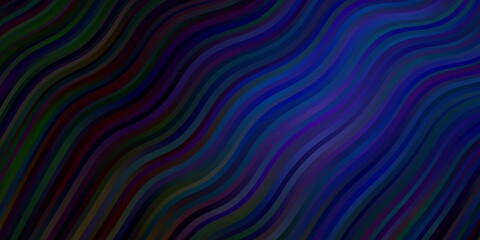 Dark BLUE vector backdrop with circular arc. Colorful illustration in abstract style with bent lines. Pattern for busines booklets, leaflets