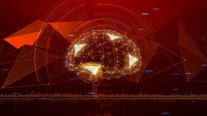 AI artificial intelligence digital network computer technology 3D illustration.