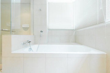 Luxury bathroom bright colors in apartment 