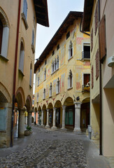 Fototapeta na wymiar Historic buildings in the centre of Spilimbergo in the Udine province of northern Italy 