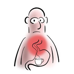 Cup of hot drink and heartburn