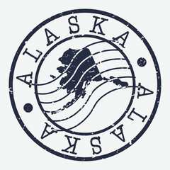 Alaska Stamp Postal. Map Silhouette Seal. Passport Round Design. Vector Icon. Design Retro Travel.