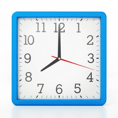 Square alarm clock at 8 o'clock. 3D illustration