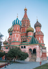 Fototapeta na wymiar St. Basil's Cathedral on a background of blue sky on Red Square in Moscow, Russia