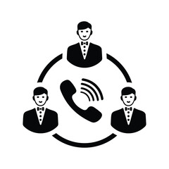 Communication, conference call black icon