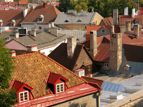 cozy card with the roofs of the old city