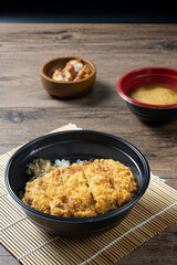 Tonkatsu Curry Rice (Japanese deep-fried pork cutlet with Curry rice) served with karaage (Japanese style fried chicken).