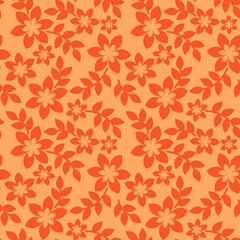 Orange seamless pattern with flowers vector