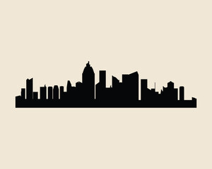 Fototapeta premium Cities silhouette. Black town skyline background. Cityscape jpeg illustration