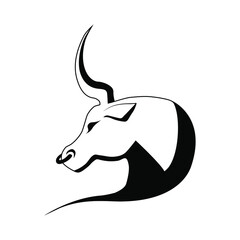 Simple vector illustration of a bull isolated on a white background. Symbol of 2021.