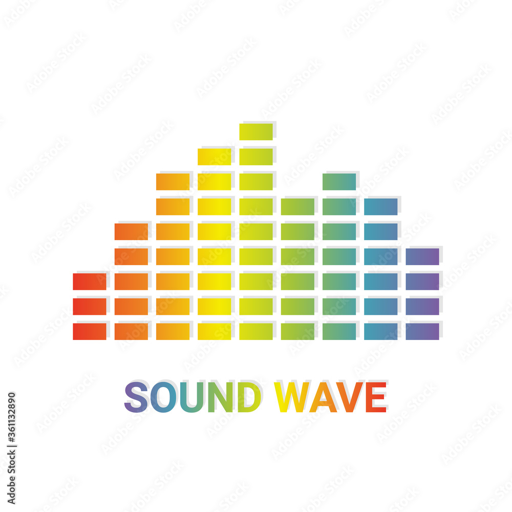 Aufkleber pulse music player. audio colorful wave logo. modern equalizer element. isolated design symbol. jpeg