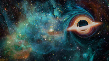 Gargantua galaxy design, Black hole. Elements of this image furnished by NASA.