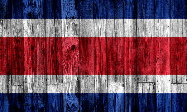 The Costa Rica flag painted on wooden pad