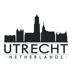 Fototapeta na wymiar Utrecht Netherlands Europe Skyline Silhouette Design City Vector Art Famous Buildings.