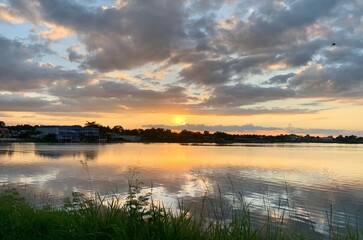 sunset over the river