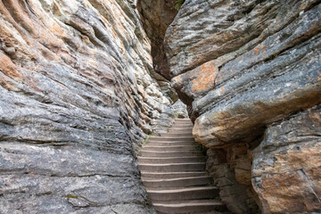 Stone staircase at Athabasca Falls, Jasper