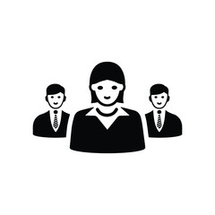 Female leadership icon / black vector graphics