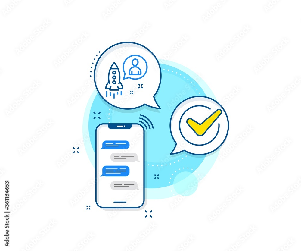 Poster business management sign. phone messages complex icon. startup line icon. launch project symbol. mes