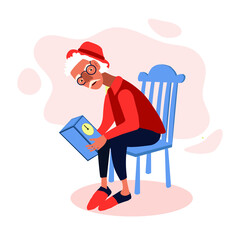 The watchmaker is repairing the watch. An old man takes apart a watch for nuts and cogs. Cartoon of repairman watch vector illustration for web design isolated on white background. Simple flat vector