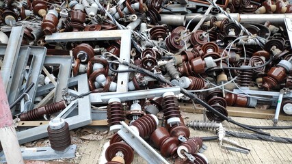 The picture of an old electrical wire, tangled on the floor. 