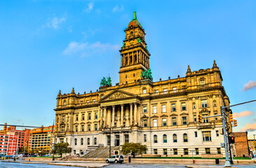 Wayne County Courthouse, a monumental government structure in Downtown Detroit, United States
