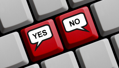 Diskussionen online - Ja oder Nein Zustimmung oder Ablehnung - Yes or No