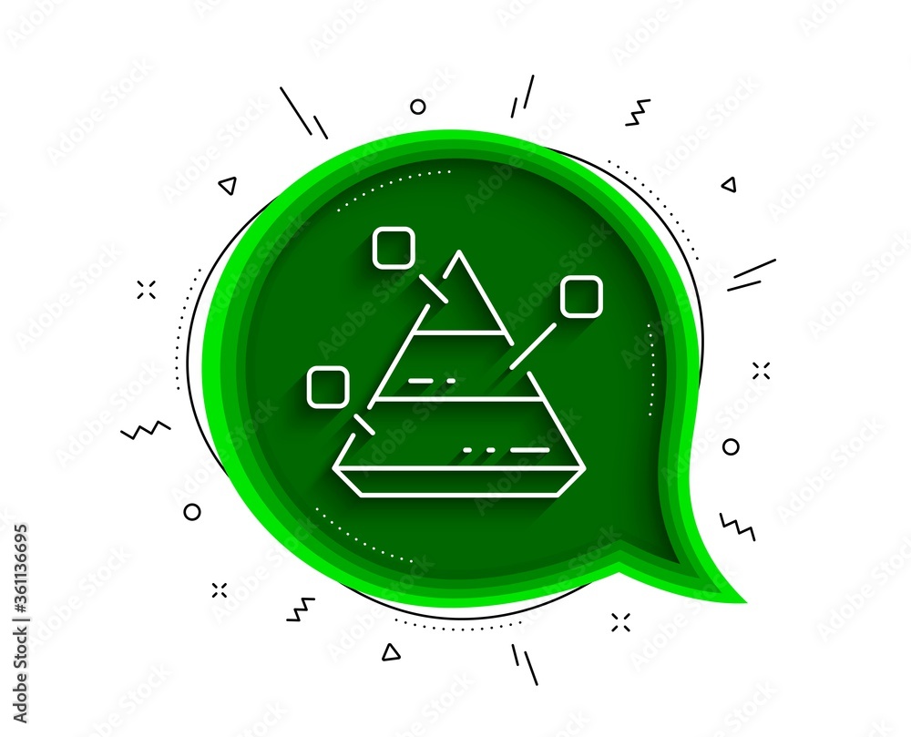 Poster pyramid chart line icon. chat bubble with shadow. analytics graph sign. market analytics symbol. thi