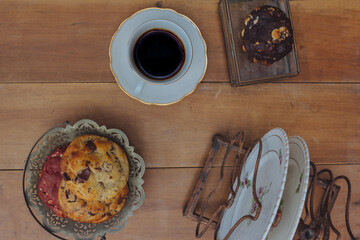  large cookies with cup of coffee