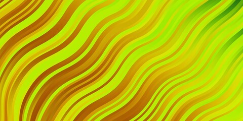 Light Green, Yellow vector pattern with wry lines. Illustration in halftone style with gradient curves. Best design for your ad, poster, banner.