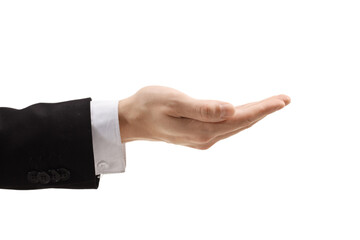 Male hand in a suit gesturing
